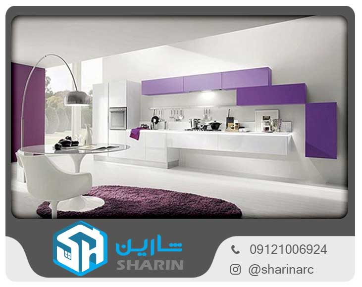 دکوراسیون آشپزخانه با رنگ بنفش